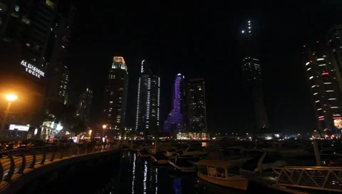Dubai Marina By Night Stock Footage 1099224