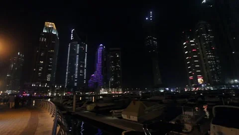 Dubai Marina By Night Stock Footage 1099294