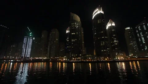 Dubai Marina By Night Stock Footage 1099432