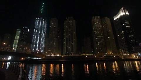 Dubai Marina By Night Stock Footage 1099438
