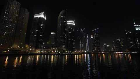 Dubai Marina By Night Stock Footage 1099468