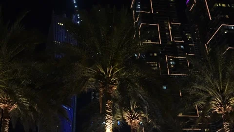 Dubai Marina by night Stock Footage 247393794