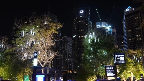 Dubai Marina by night Stock Footage 247394745