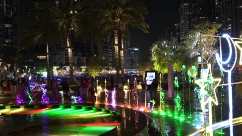 Dubai Marina by night Stock Footage 247395750