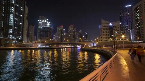Dubai Marina Night Timelapse Stock Footage 239506979