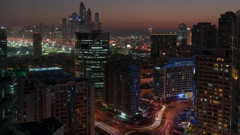 Dubai Marina Sunset Stock Footage 128928771