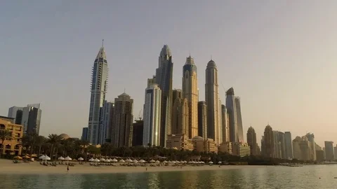 Dubai Marina sunset timelapse Stock Footage 73614326