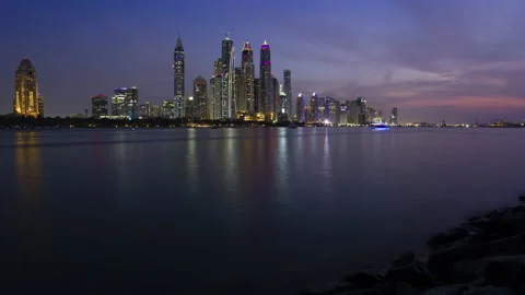 Dubai Marina Sunset Timelapse Stock Footage 239503107