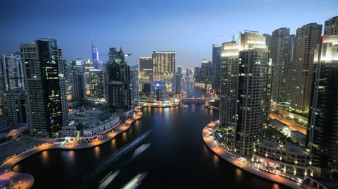 Dubai Marina time lapse Stock Footage 33638128