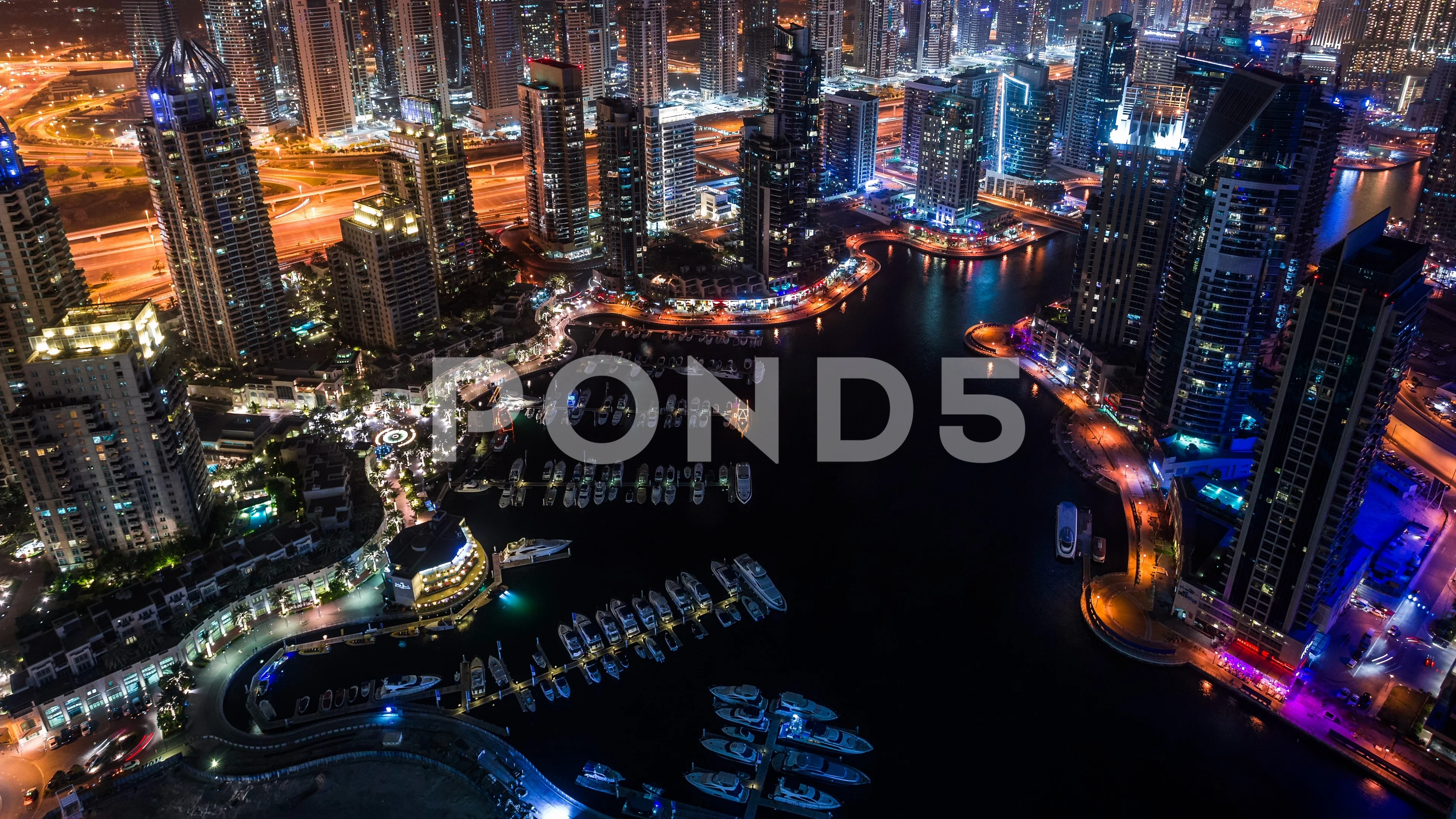 Dubai Marina & Yacht club at Jumeirah Be... | Stock Video | Pond5
