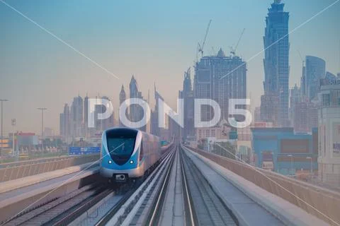 Dubai metro in morning light Stock Photos