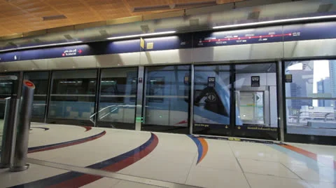 Dubai Metro With Passengers. Stock Footage 24703503
