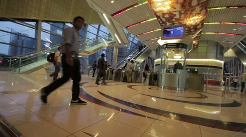 Dubai Metro With Passengers. Most Comfortable Subway In The World Stock Footage 24703740