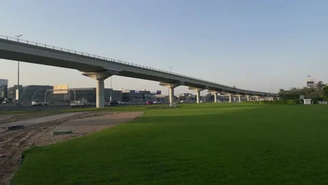 Dubai metro passing both side Stock Footage 157577758