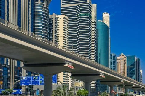 Dubai Metro platform on Sheikh Zayed Road Stock Photos