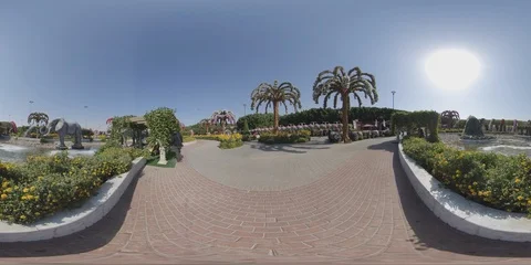 Dubai Miracle Garden Elephant Fountain Stock Footage