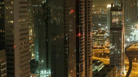 Dubai night timelapse pan Stock Footage 564600