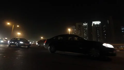Dubai Night Traffic Stock Footage 1099528