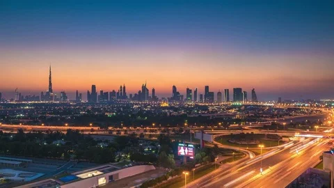 Dubai Nightfall Stock Footage 81152333