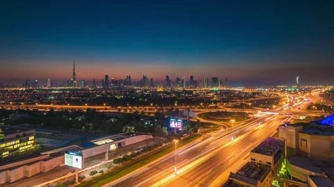 Dubai, Nightfall - UHD Stock Footage 81152849