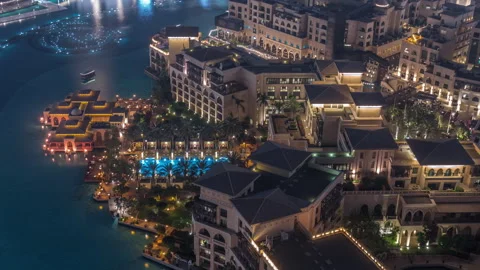 Dubai Old Town Island timelapse night view city architecture Stock Footage 337945676