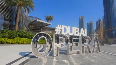 Dubai Opera Located in Downtown Dubai at Burj Khalifa Boulevard Stock Footage 132085855