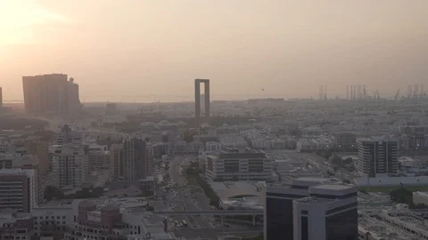 Dubai Panoramic view with sunset Stock Footage 99409729