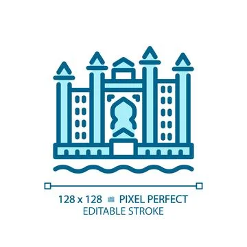Dubai resort complex light blue icon 스톡 일러스트