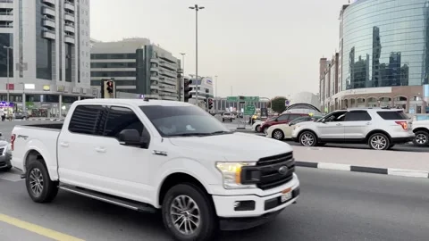 Dubai road side view of beautiful buildings  Stock Footage 233857166