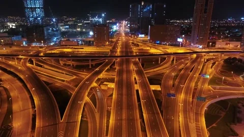 Dubai Roads At Night Stock Footage 172426929