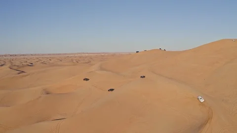 Dubai safari in desert, aerial drone shots Stock Footage