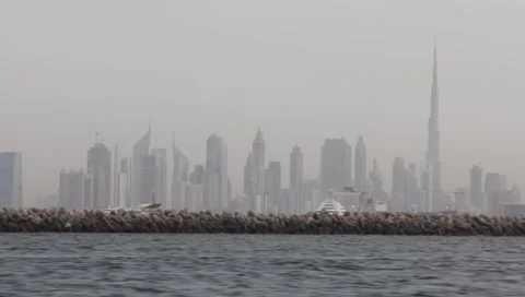Dubai Seen From Boat Stock Footage 3498317