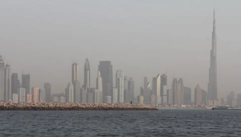 Dubai Seen From Boat Stock Footage 3512371