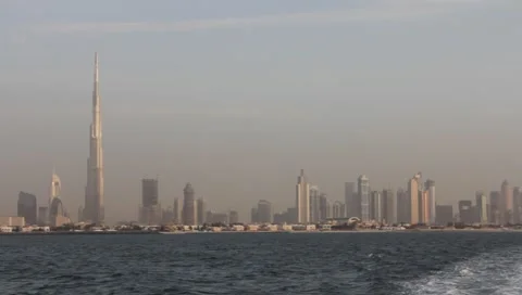 Dubai Seen From Boat Stock Footage 3587686