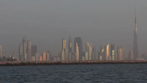 Dubai Seen From Boat Stock Footage 3600826