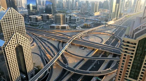 Dubai Sheikh Zayed Road junction Metro station Rail UAE Stock Footage 48332088