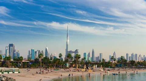 Dubai sky scraper view with beach Foto stock