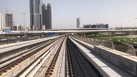 Dubai Sky train, cityscape view, time lapse Video stock 98013727
