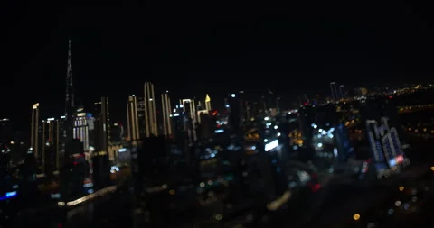 Dubai skyline bokeh lights at night in timelapse Stock-Footage 341782073