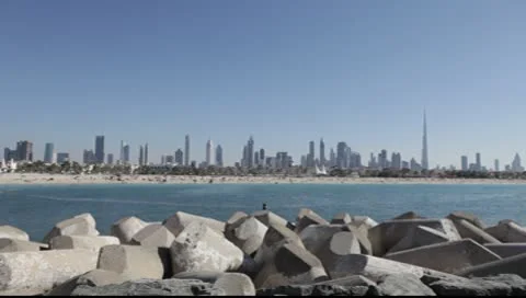 Dubai Skyline Daytime Stock Footage 10588218