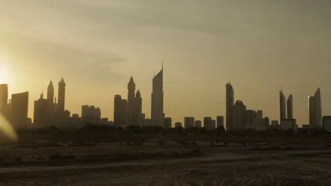 Dubai skyline during sunset Stock Footage 72981767