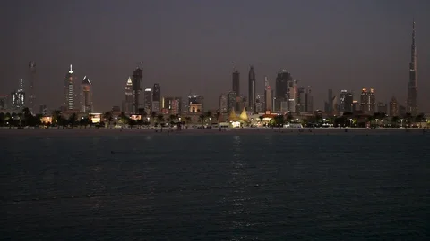 Dubai skyline, night view. Stock Footage 90841736