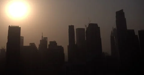 Dubai skyline sunset timelapse over city buildings Stock Footage 341801293