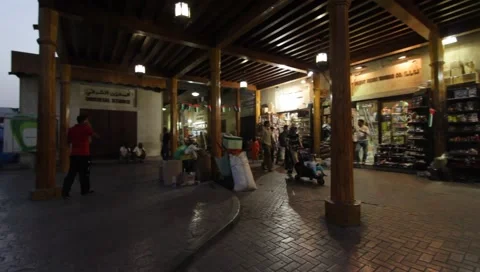 Dubai Souk In The Evening Stock Footage 1103754