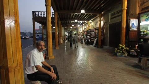 Dubai Souk In The Evening Stock Footage 1103834