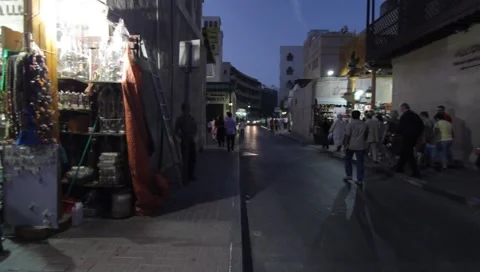 Dubai Souk In The Evening Stock Footage 1103867