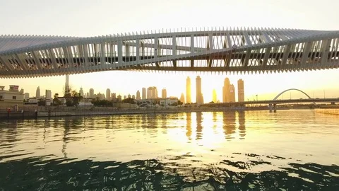 Dubai Spiral Bridge Stock Footage 84957245