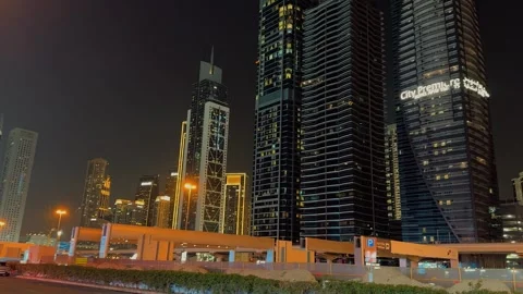 Dubai streets at night 3 Stock Footage 328842648