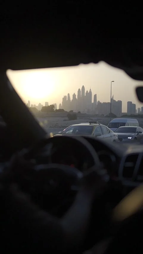 Dubai Sunset Drive Skyline Stock Footage 172141799