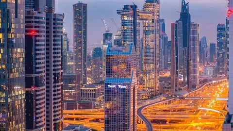 Dubai sunset Stockbeeldmateriaal 123636995